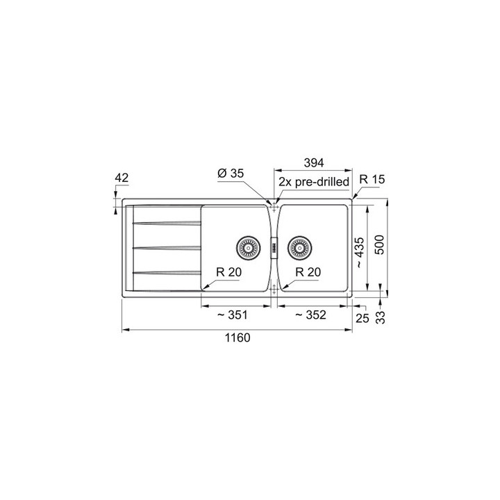 Zlewozmywak wbudowywany, Franke Centro CNG 621-116  - biały polarny