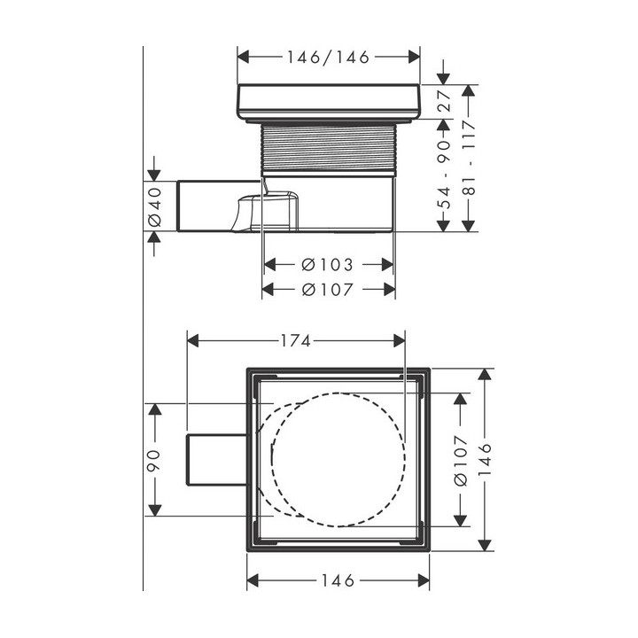 Odpływ punktowy, Hansgrohe RainDrain point, długość 15cm, stal szlachetna szczotkowana