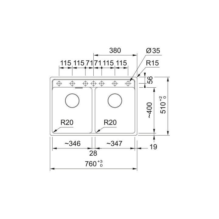 Zlewozmywak wbudowywany, Franke Maris MRG 620-35-35 , biały polarny