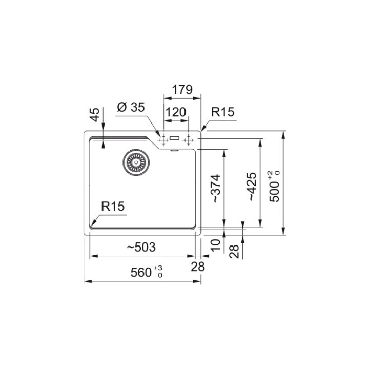 Zlewozmywak wbudowywany, Franke Urabn UBG 610-50 , czarny odpływ, czarny mat