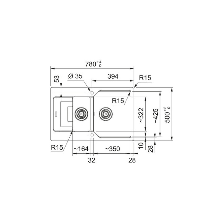 Zlewozmywak wbudowywany, Franke Urban UBG 651-78  ,onyx