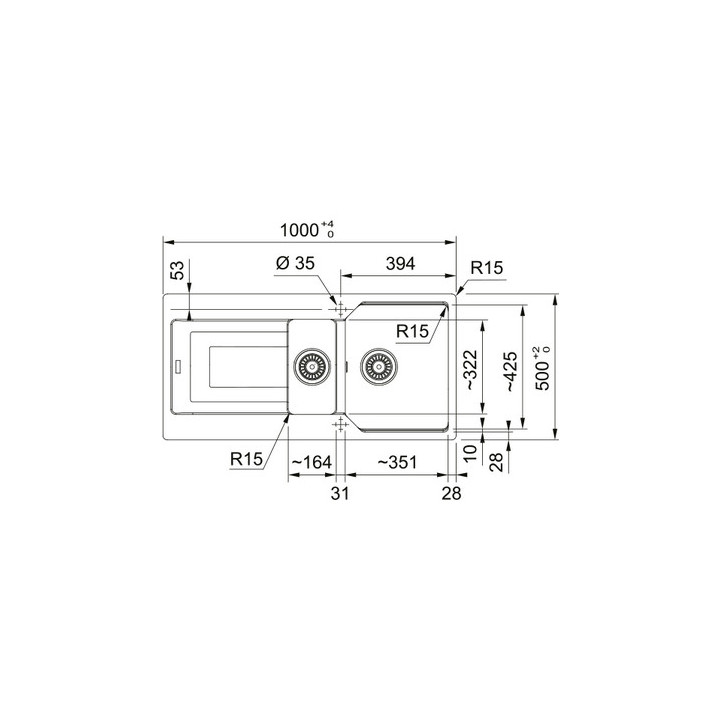 Zlewozmywak wbudowywany, Franke Urban UBG 651-78  ,czarny odpływ, czarny mat