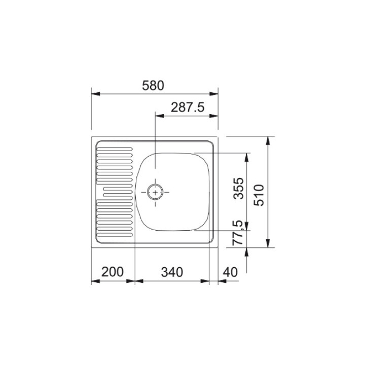 Zlewozmywak Franke Eurostar ETL 610I do zabudowy, jednokomorowy, 43,5x45,5 cm - stal szlachetna len