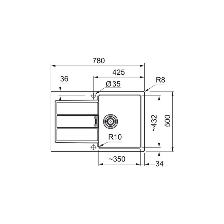 Zlewozmywak Franke Sirius 2.0 611-78 , jednokomorowy,biały polarny