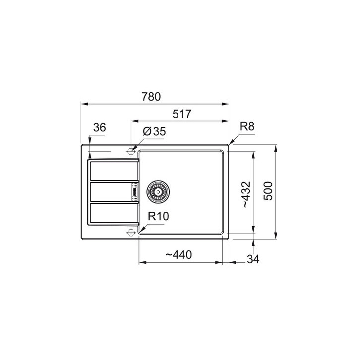 Zlewozmywak Franke Sirius 2.0 S2D 611-78 , jednokomorowy,onyx