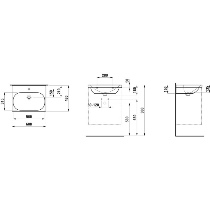 Umywalka ścienna Laufen Pro Lua 600 x 460 mm Clean Coat - biała