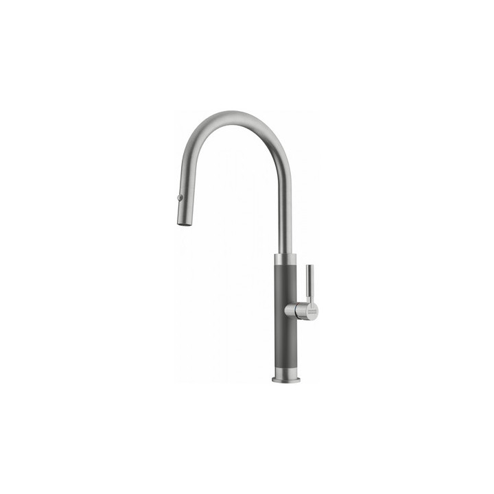 Bateria z ruchomą wylewką Franke Active semi-pro spray , wysokość 470mm, wylewka wyciągana, czarny mat