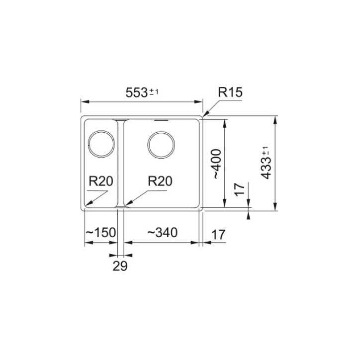 Zlewozmywak z Fragranitu Franke Maris MRG 160-34-15, mała komora z lewej strony, biały polarny