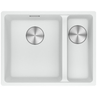 Zlewozmywak z Fragranitu Franke Maris MRG 160-34-15, mała komora z lewej strony, czarny odpływ, czarny mat