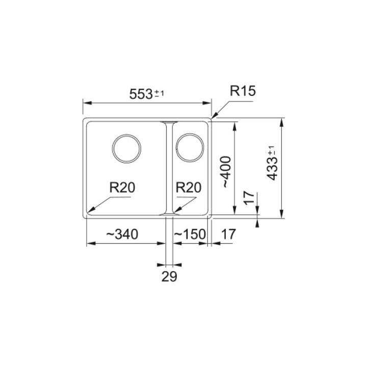 Zlewozmywak z Fragranitu Franke Maris MRG 160-34-15, mała komora z prawej strony, czarny mat
