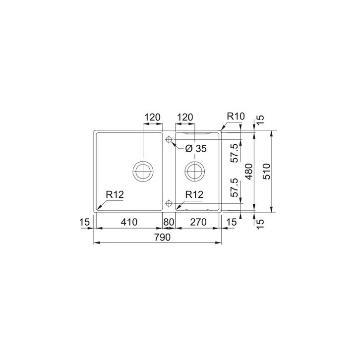 Zlewozmywak z Fragranitu Franke Maris MRG 160-34-15, mała komora z prawej strony, czarny odpływ, czarny mat