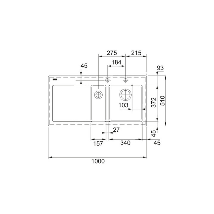 Zlewozmywak Franke Mythos MTK 611-78, ociekacz z prawej strony,czarny mat