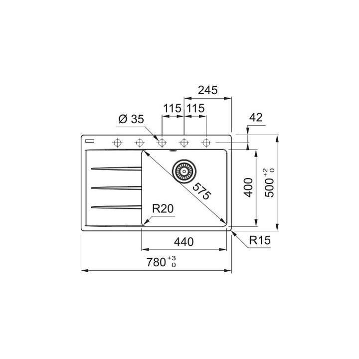 Zlewozmywak Franke Centro CNG 611-62 TL, ociekacz z prawej strony, czarny odpływ, czarny mat
