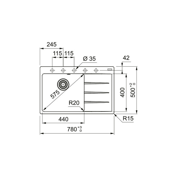 Zlewozmywak Franke Centro CNG 611-78 TL, ociekacz z lewej strony, czarny odpływ, czarny mat