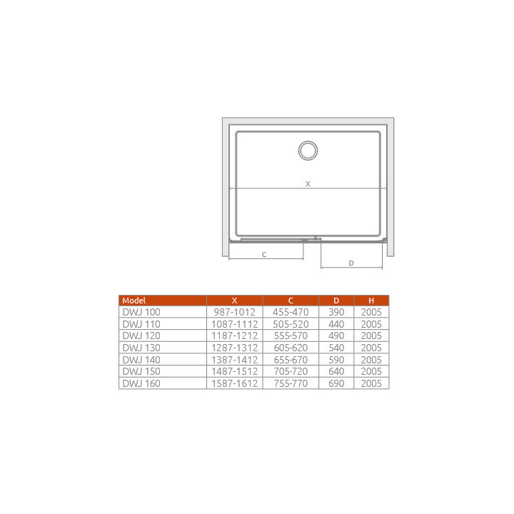 Drzwi wnękowe Radaway Idea DWJ 100cm x 200.5cm lewe szkło przejrzyste złoto szczotkowane 