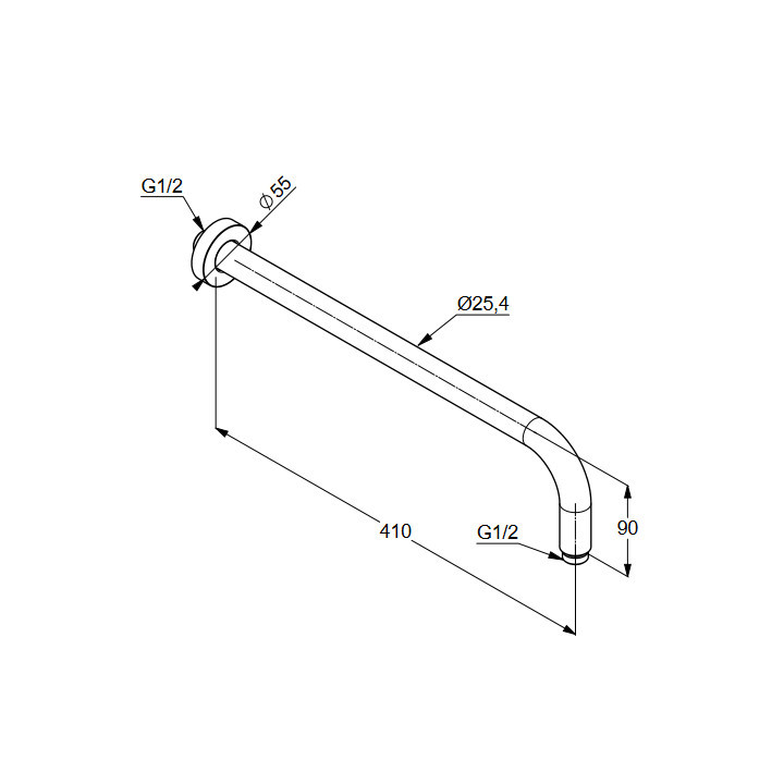 Ramię ścienne do deszczownicy DN 15 Kludi A-QA 400 mm, biały mat