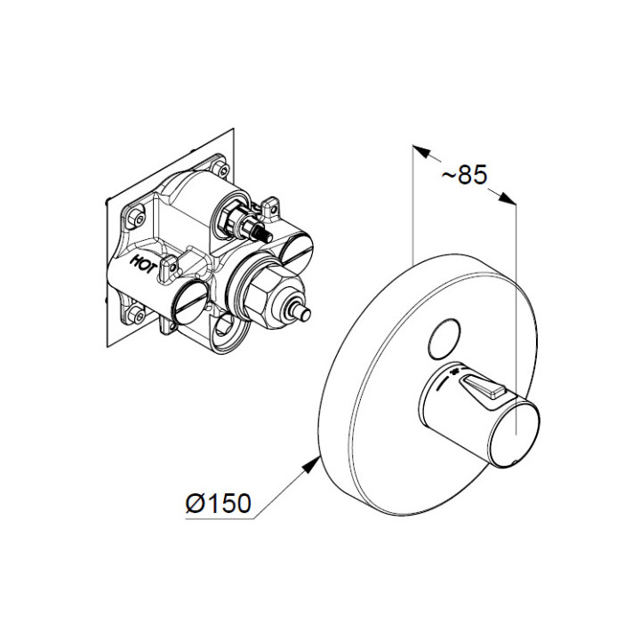Bateria podtynkowa z termostatem DN15  Kludi Push, chrom