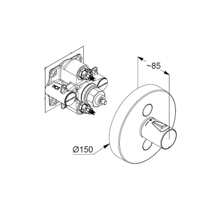 Bateria podtynkowa z termostatem DN15  Kludi Push, chrom