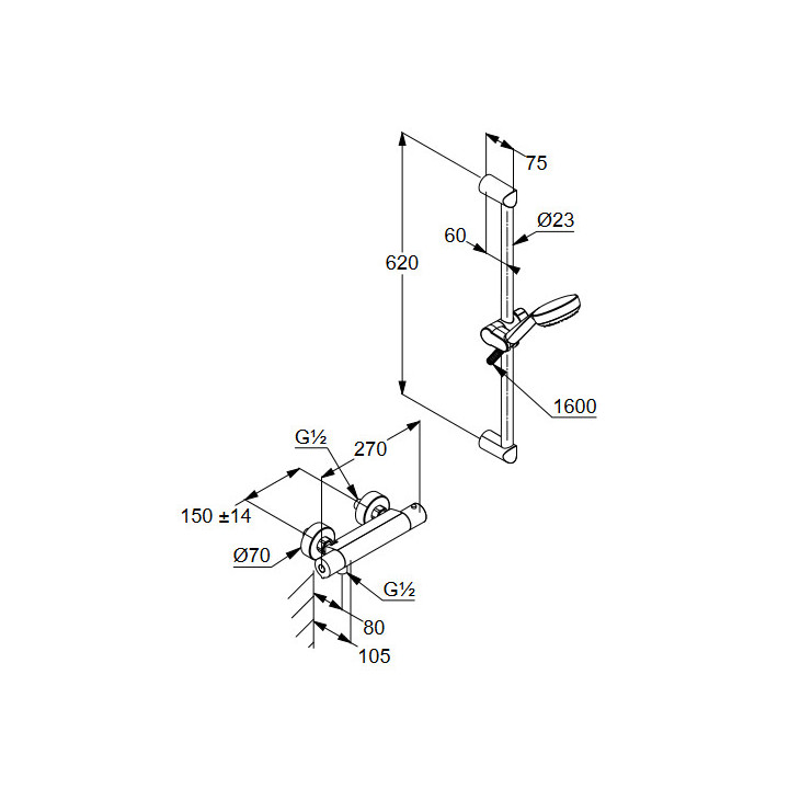 Zestaw prysznicowy Kludi Logo Dual Shower System chrom