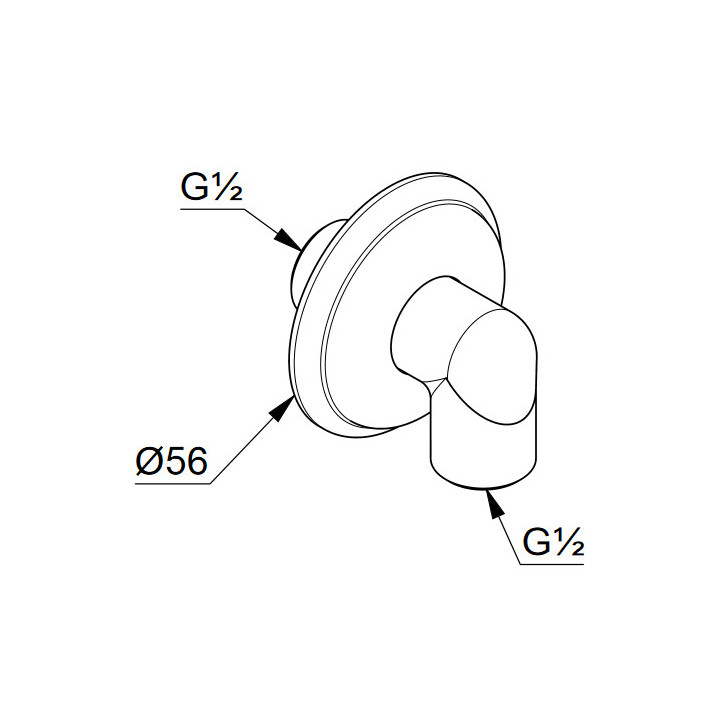 Przyłączę kątowe do węża natryskowego DN 15 Kludi Nova Fonte, chrom