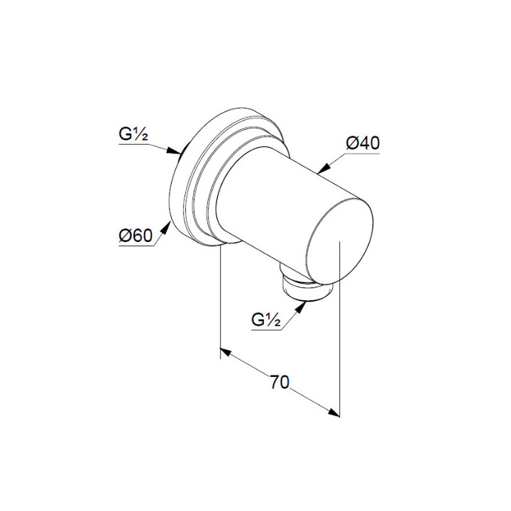 Przyłączę kątowe do węża natryskowego DN 15 Kludi Nova Fonte, chrom
