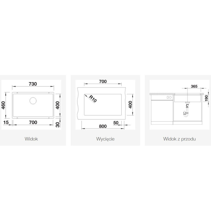 Zlewozmywak podwieszany Blanco SUBLINE 400-U, bez korka, 55,5x50 cm, biały