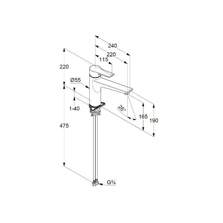 Bateria kuchenna jednouchwytowa, Kludi MIX, chrom