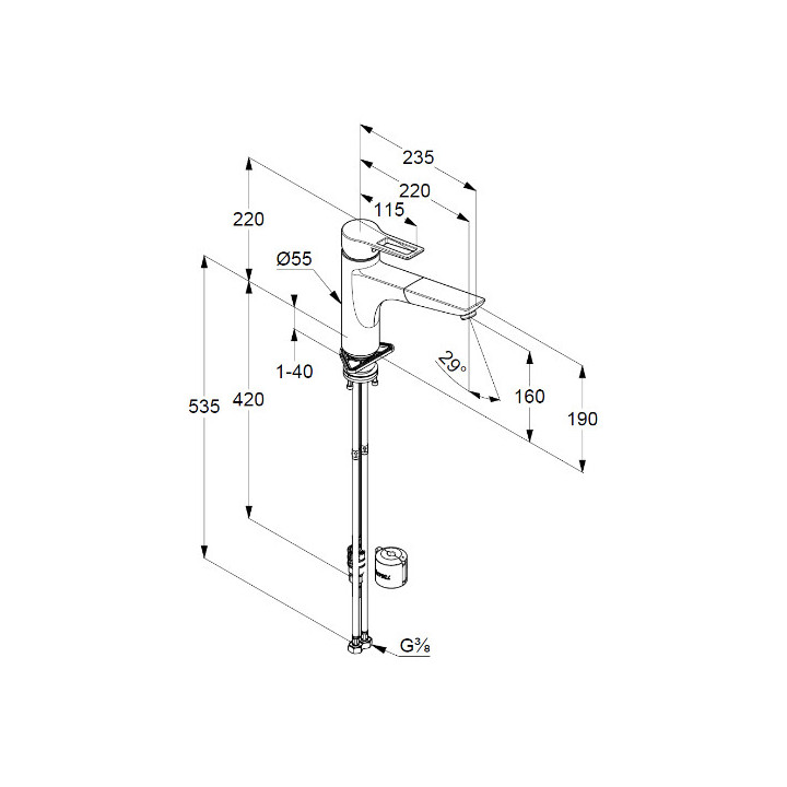 Bateria kuchenna jednouchwytowa  Bajonett DN 15, Kludi MIX, chrom