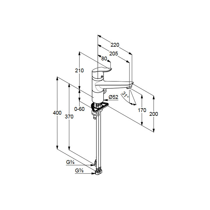 Bateria kuchenna jednouchwytowa DN 15, Kludi OBJEKTA, chrom