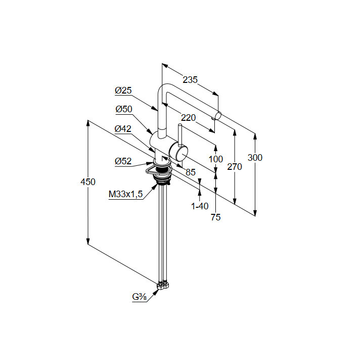 Bateria kuchenna elektroniczna  DN 15, Kludi E-GO, głęboki czarny mat