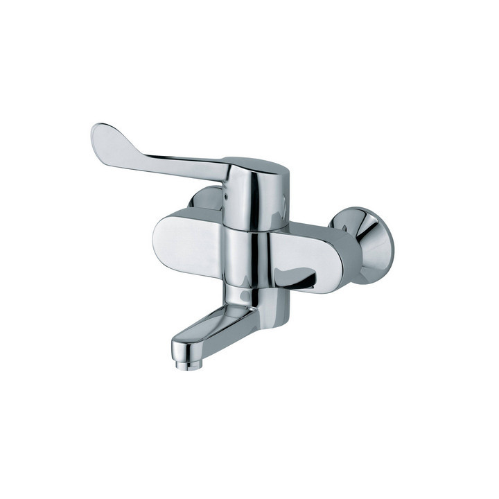 Bateria umywalkowa Kludi Medi Care stojąca, chrom, dł. 150 mm, specjalistyczna, zestaw odpływowy