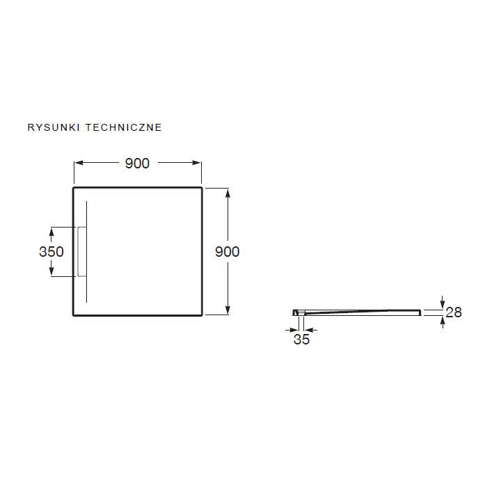 Brodzik kwadratowy Roca Terran, 90x90cm, kompozytowy, Stonex, z syfonem, beżowy