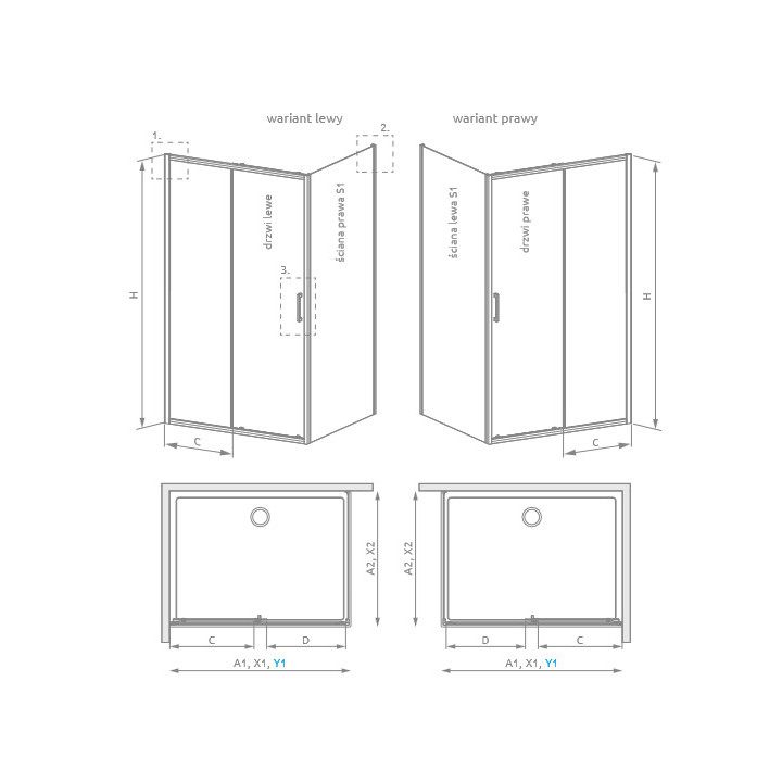Drzwi Radaway Fuenta New KDJ B 90 cm, LEWE, chrom, szkło przeźroczyste EasyClean
