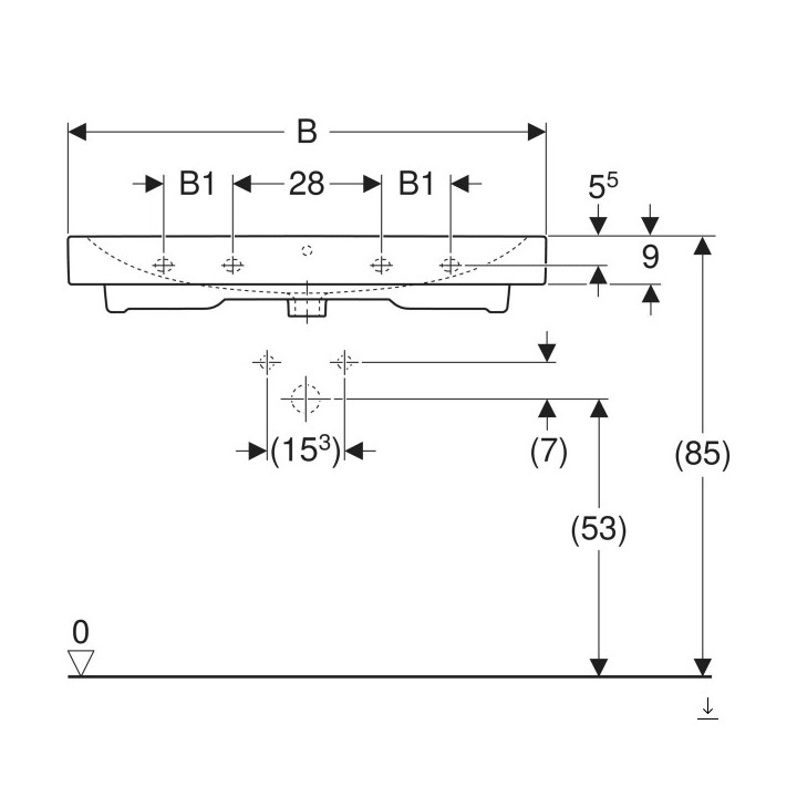Umywalka prostokątna 75x48cm  Geberit iCon, biała