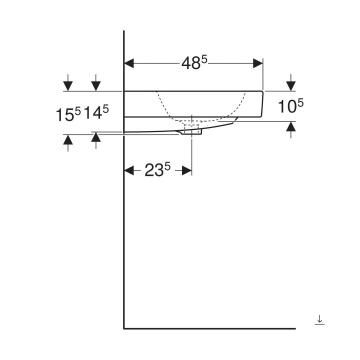 Umywalka prostokątna 75x48cm  Geberit iCon, biała