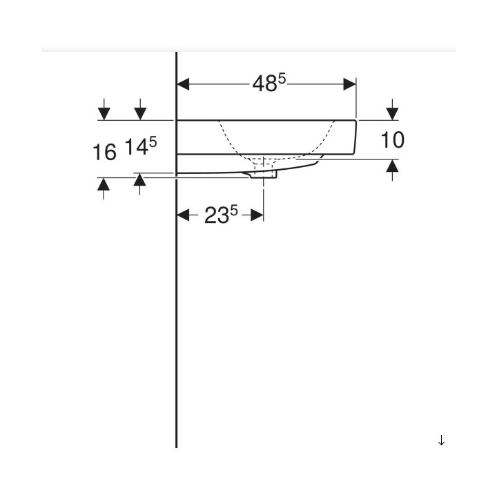 Umywalka prostokątna 120x48,5cm z dwoma otworami  Geberit iCon, biała