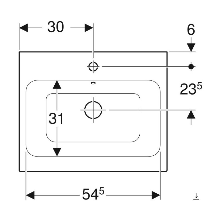 Umywalka prostokątna 120x48,5cm z dwoma otworami  Geberit iCon, biała