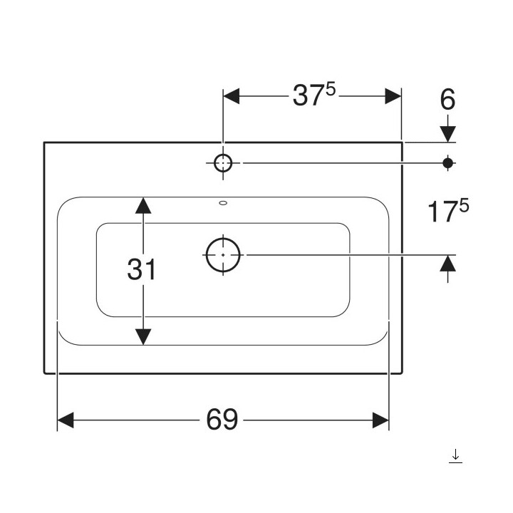 Umywalka nablatowa prostokątna 60x48cm   Geberit iCon, biała