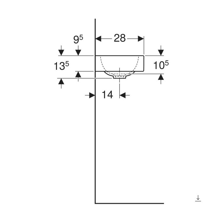 Umywalka nablatowa prostokątna 75x48cm Geberit iCon, biała