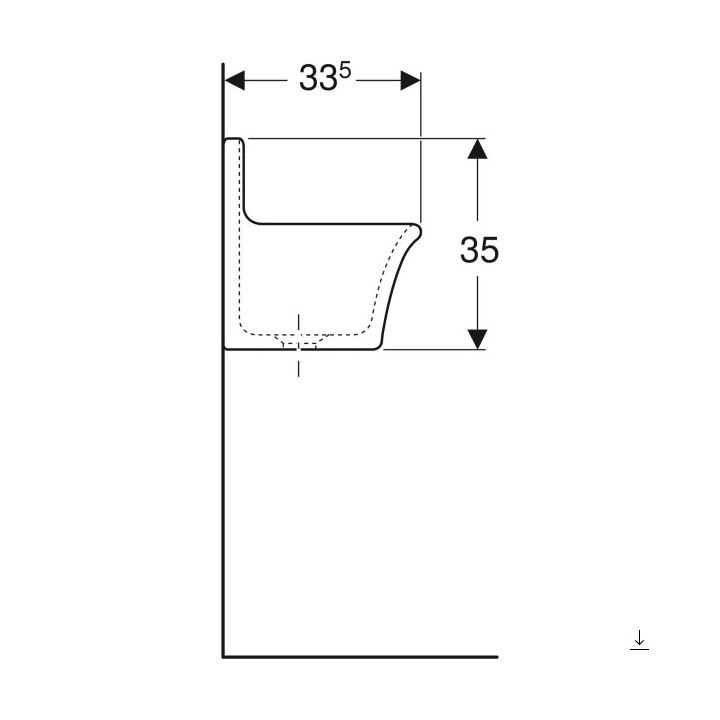 Pisuar Geberit Sorso, do pokrywy, dopływ z tyłu, odpływ do tyłu, biała