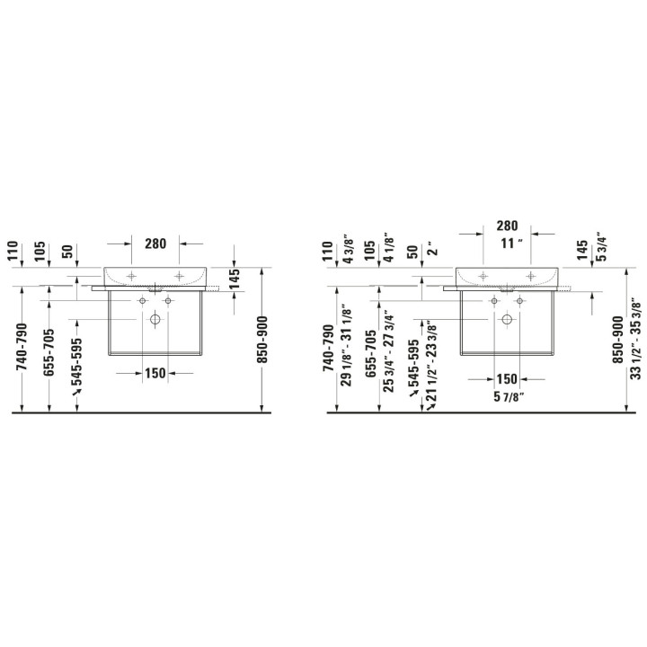 Stelaż metalowy Duravit Durasquare, chrom polerowany