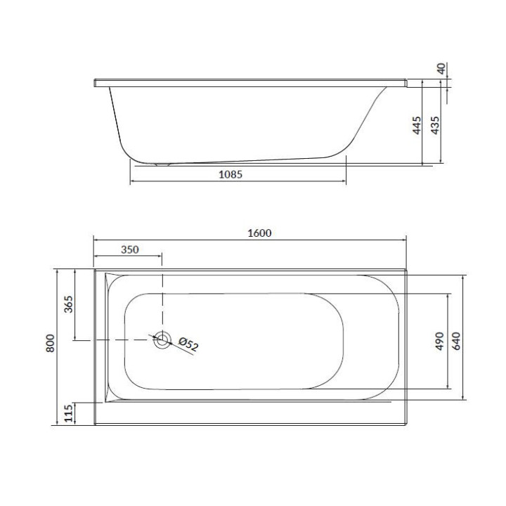 Wanna prostokątna Cersanit Smart 170x80 cm prawa 