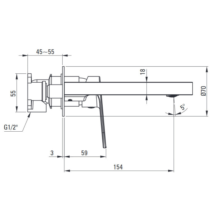 Bateria umywalkowa jednouchwytowa podtynkowa , Deante Alpina, nero