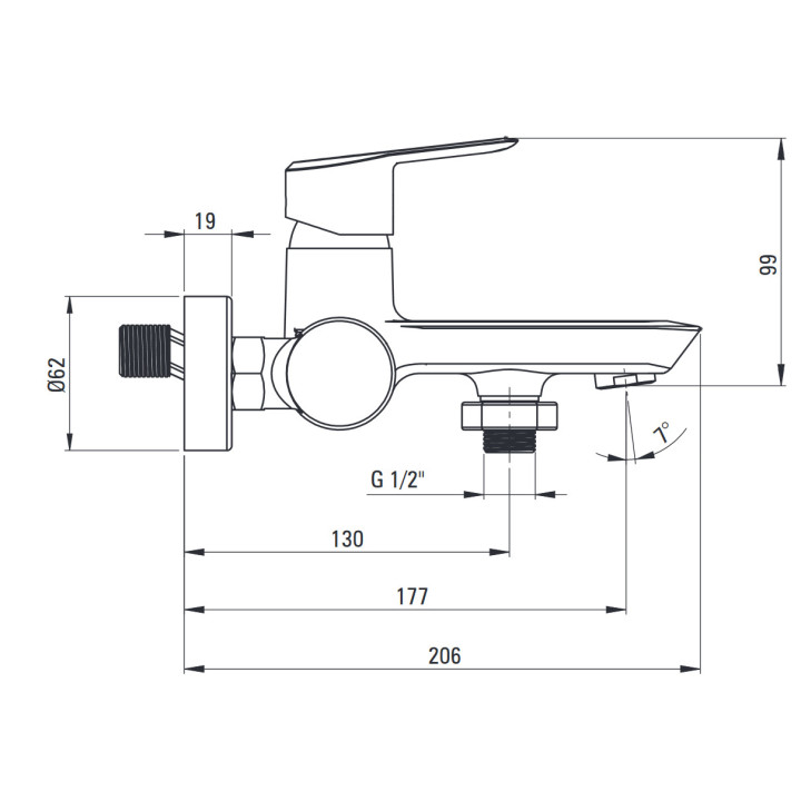 Bateria wannowa dwuuchwytowa ścienna, Deante Anemon, chrom