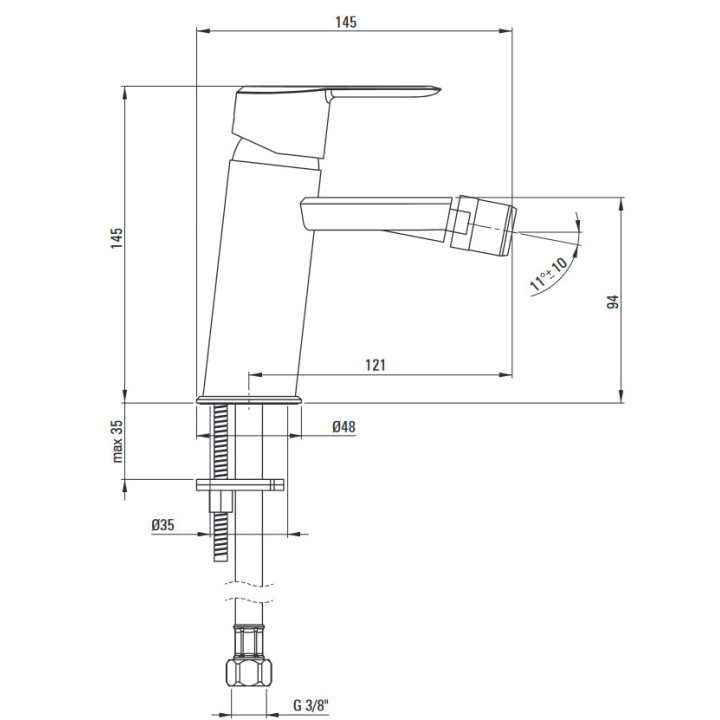 Bateria umywalkowa jednouchwytowa stojąca, Deante Arnika, chrom