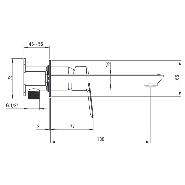 Bateria prysznicowa jednouchwytowa podtynkowa z przełącznikiem natrysku, Deante Arnika, chrom