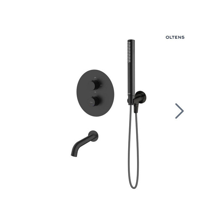 Zestaw  wannowo-prysznicowy podtynkowy termostatyczny, Olten Katla, czarny mat