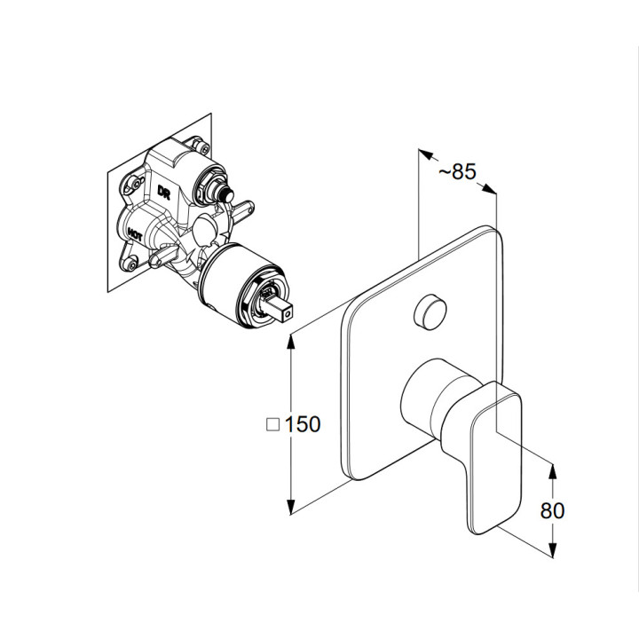 Bateria wannowo-natryskowa jednouchwytowa  DN15, Kludi Renon, biały mat