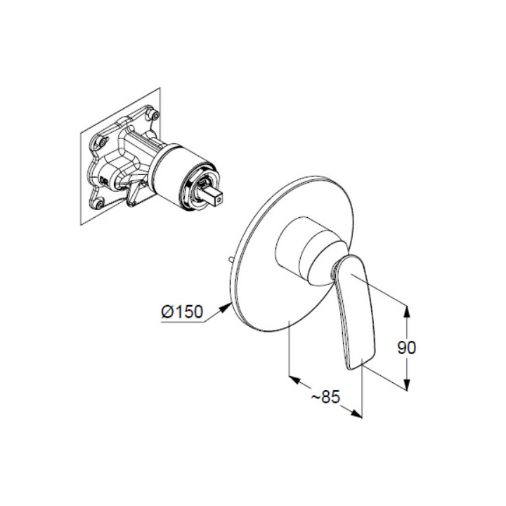 Bateria natryskowa podtynkowa z termostatem, Kludi Ambienta ,chrom