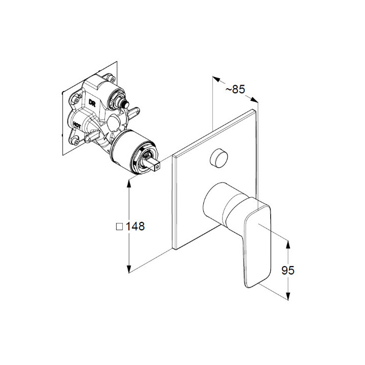 Bateria natryskowa podtynkowa , Kludi Pure&Style, czarny mat